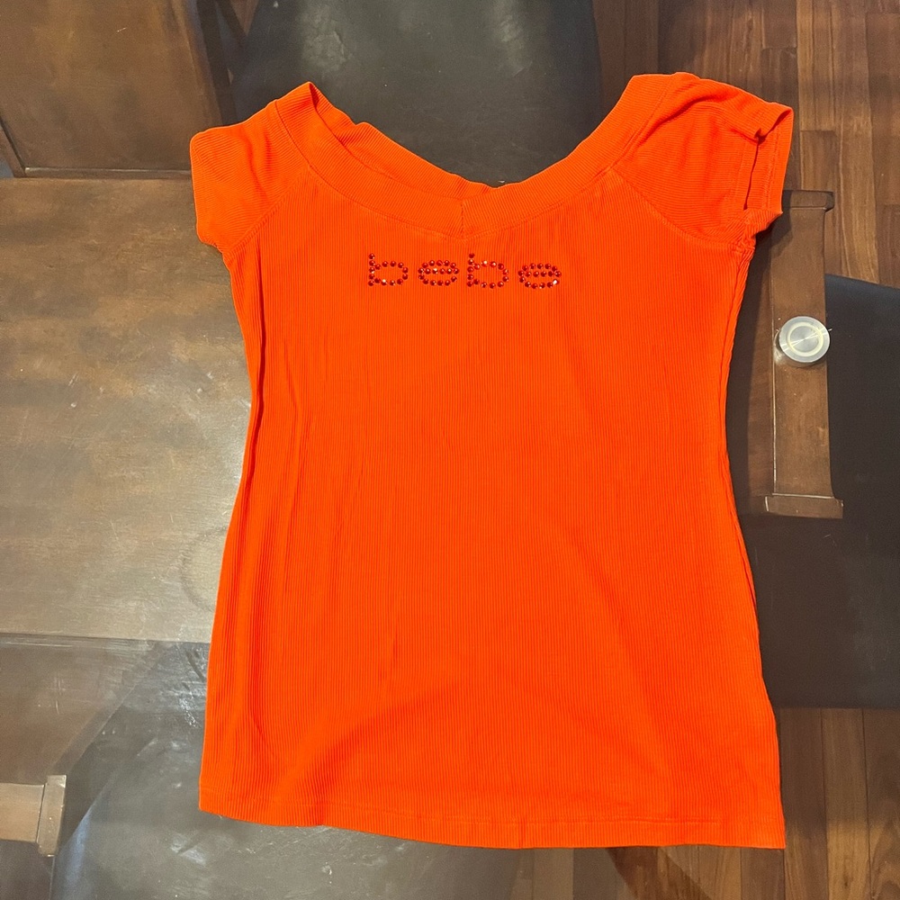 Bebe Bright Orange Cap Sleeve Top